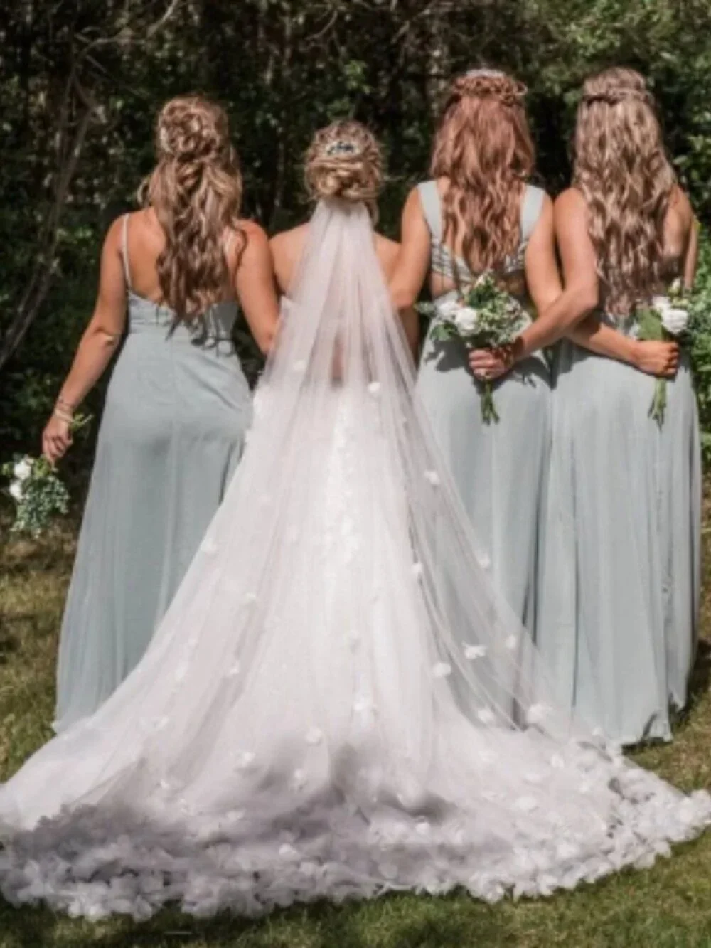 Floral Wedding Veil Chapel Length
